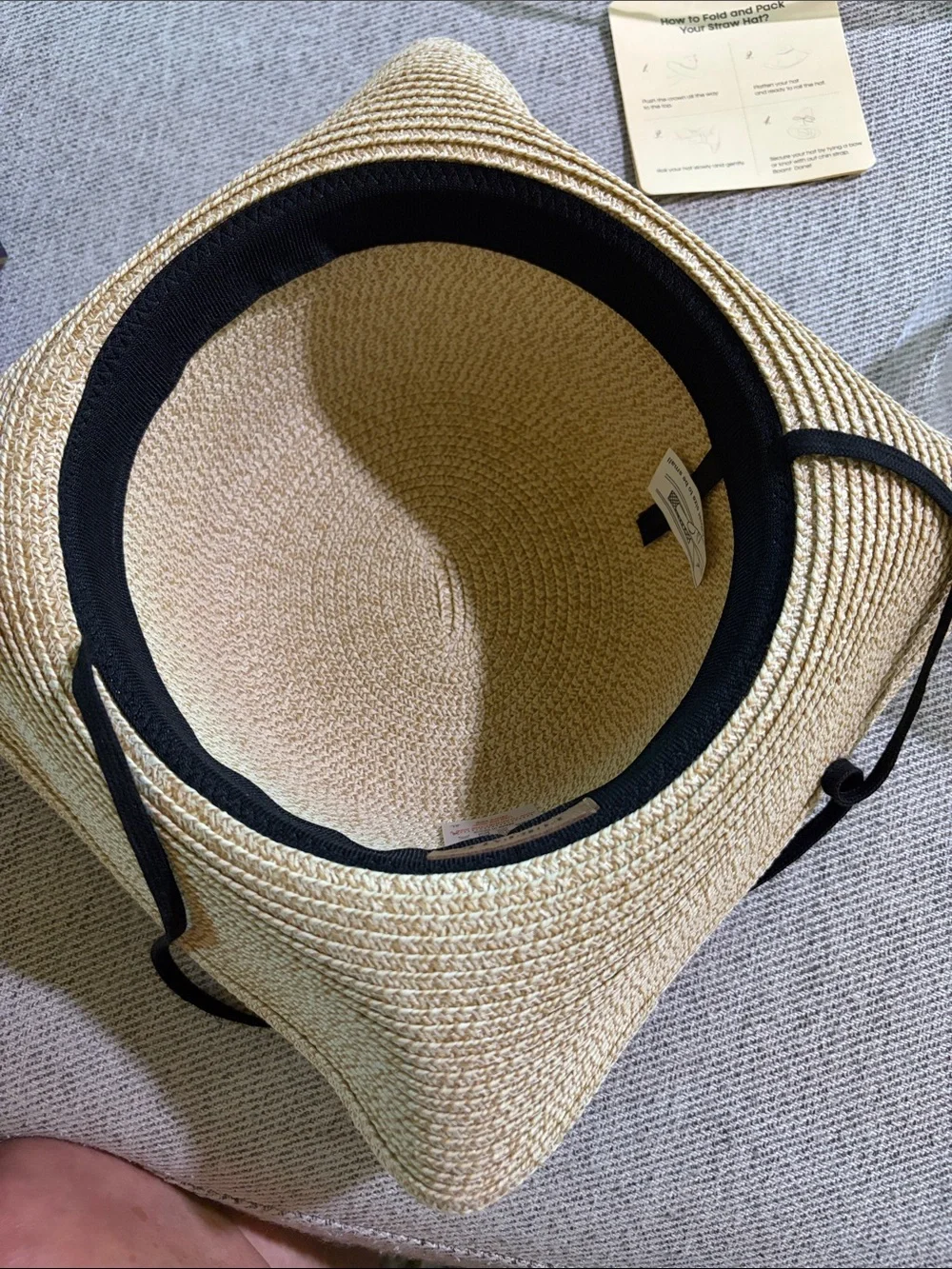 Furtalk Woven Straw Sun Hat - Natural Beige with cream sash -NEW